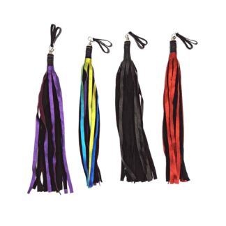 Metallic Leather Floggers, w/Fingerloops (Available in multiple colors)
