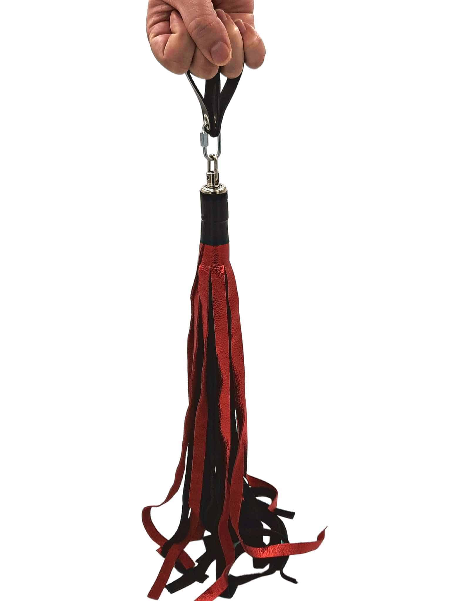 Metallic Leather Floggers, w/Fingerloops (Available in multiple colors) - Image 3