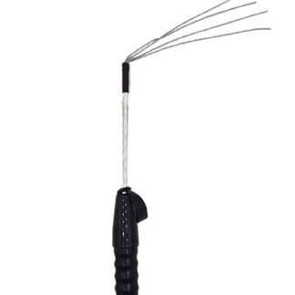 Silver Electric beaded flogger attached to a Violet Wand