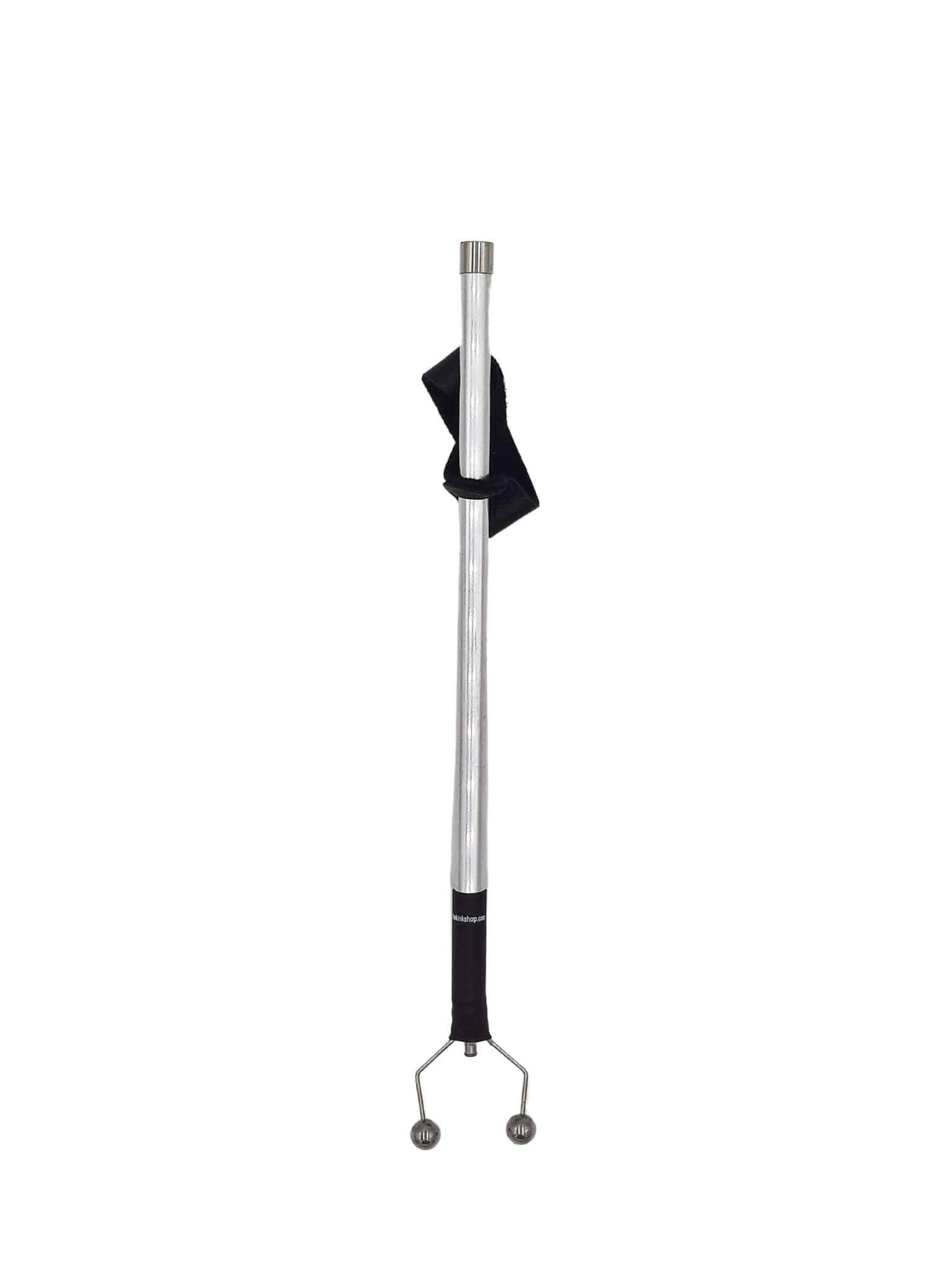 Silver balled devils horn attachment attached to a violet wand in a downward position